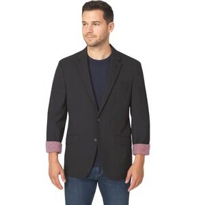 Billy London Mens Black Blazer 42L Two Button Sport Coat Modern Fit Play Pattern